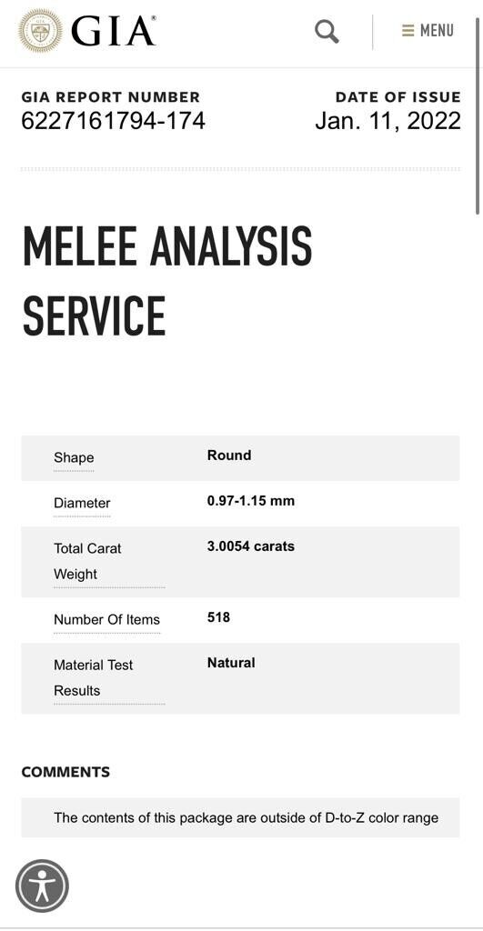 3.0054ct GIA Diamond Melee – 518 Round Single Cuts (Outside D–Z)