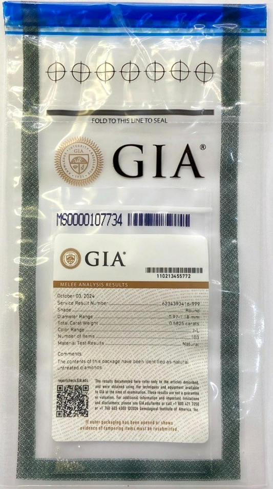 0.582ctw GIA Diamond Melee – 103 Round Single Brilliant Cuts(J-L Color)