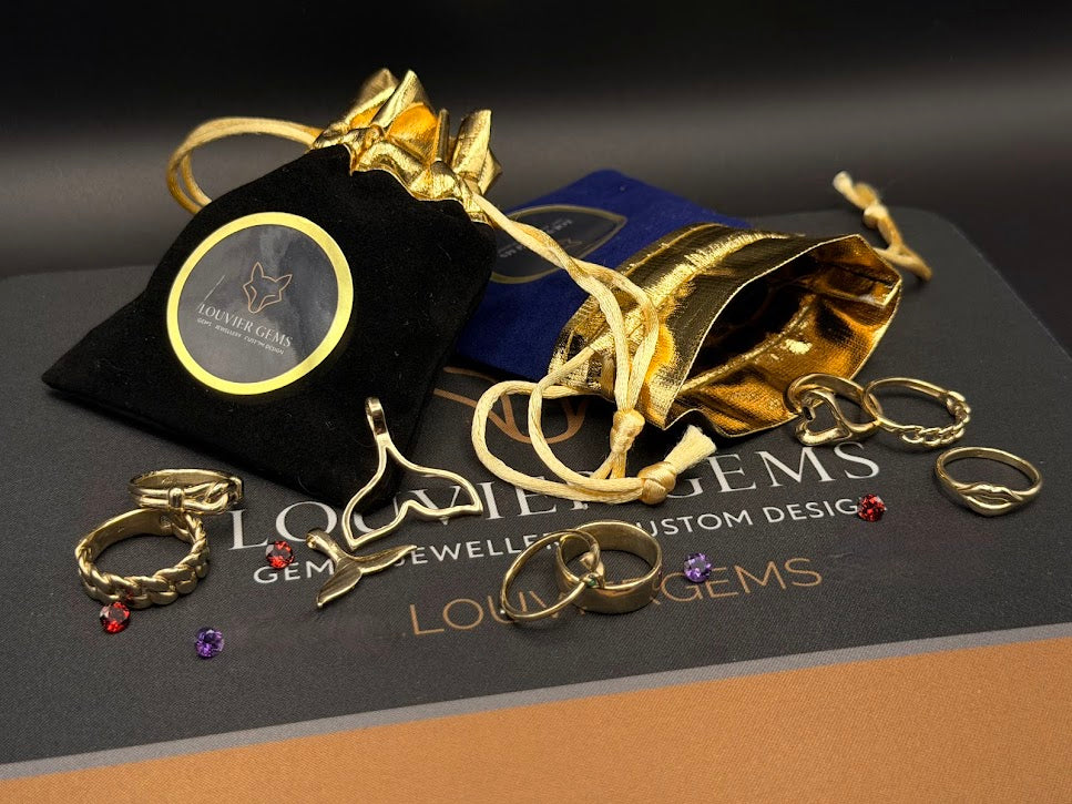 10kt Solid Yellow Gold with Natural Yellow Sapphire Dolphin Whale Tail Fish Ocean Stacker Ring