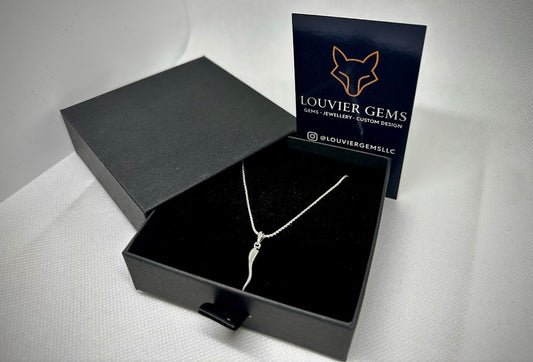 Silver Italian Horn Cornetto w/ 18'' Rope Chain (1.25mm)