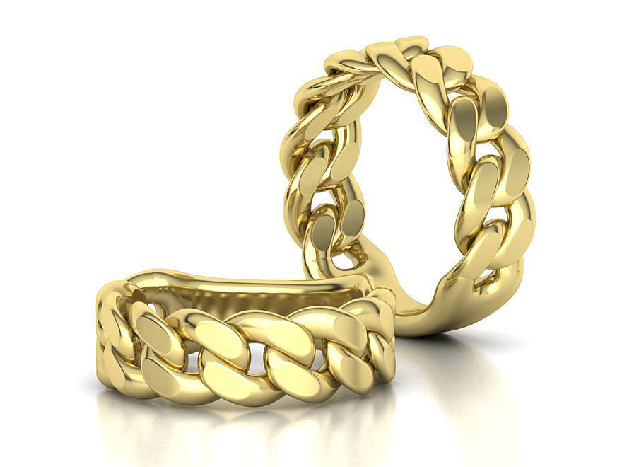 10kt Yellow Gold 7mm Miami Cuban Ring - True Miami Cuban Fat Link Style with Comfort Shank
