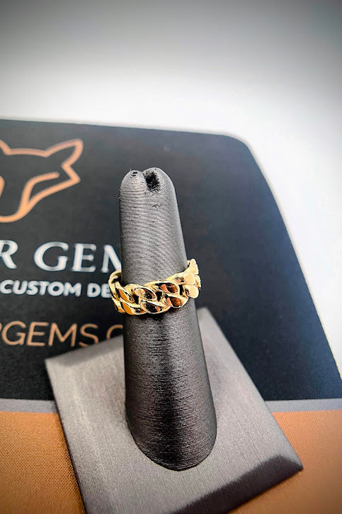 10kt Yellow Gold 7mm Miami Cuban Ring - True Miami Cuban Fat Link Style with Comfort Shank