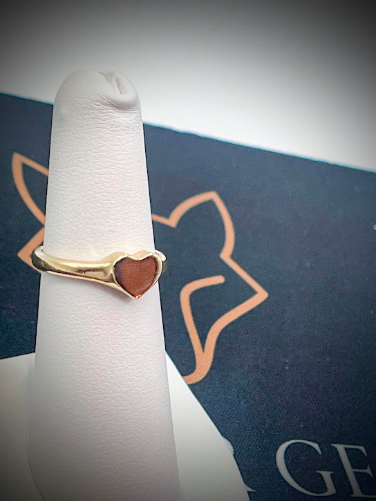 10kt Solid Yellow Gold Heart Stacker Signet Ring