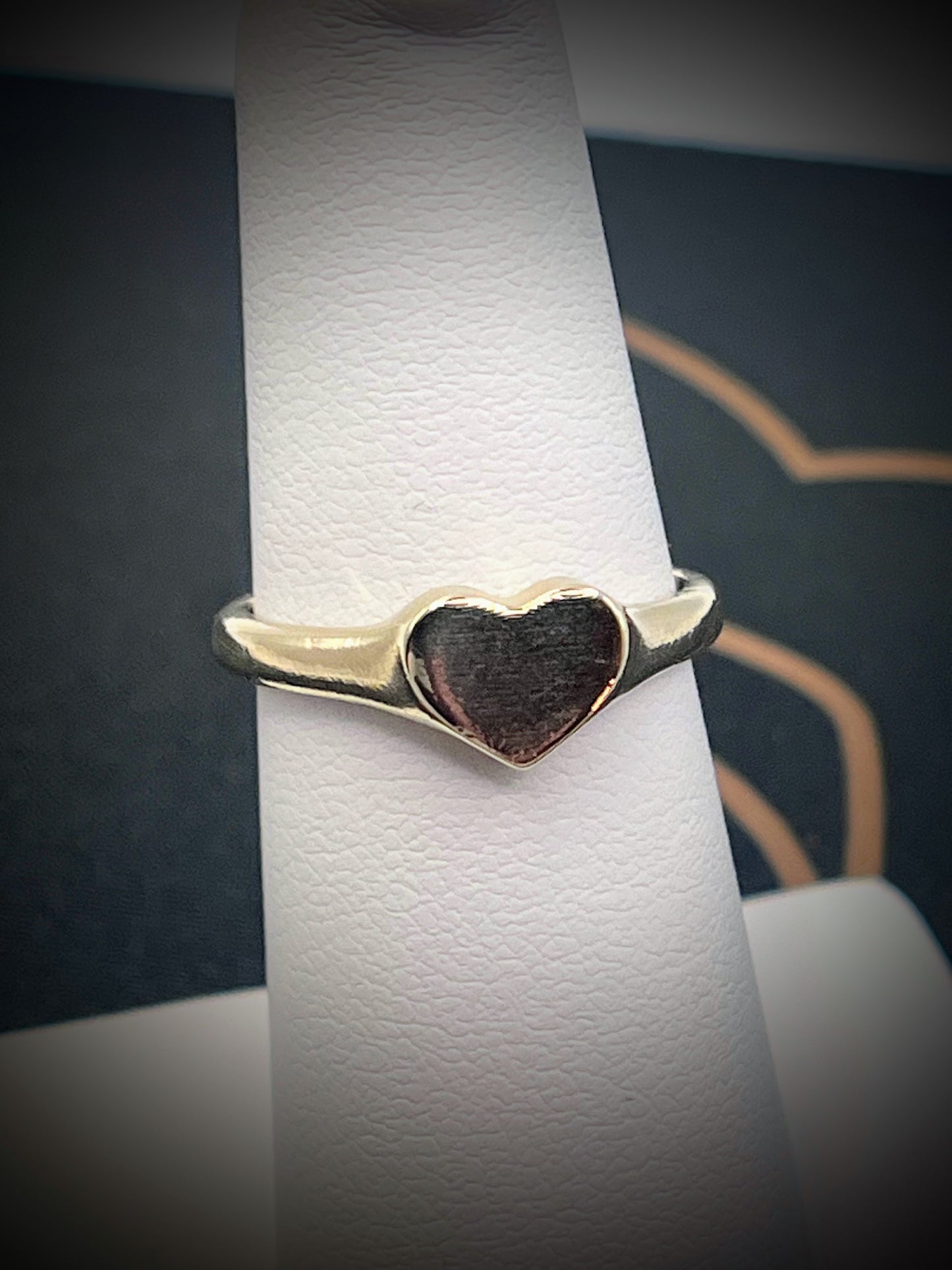 10kt Solid Yellow Gold Heart Stacker Signet Ring