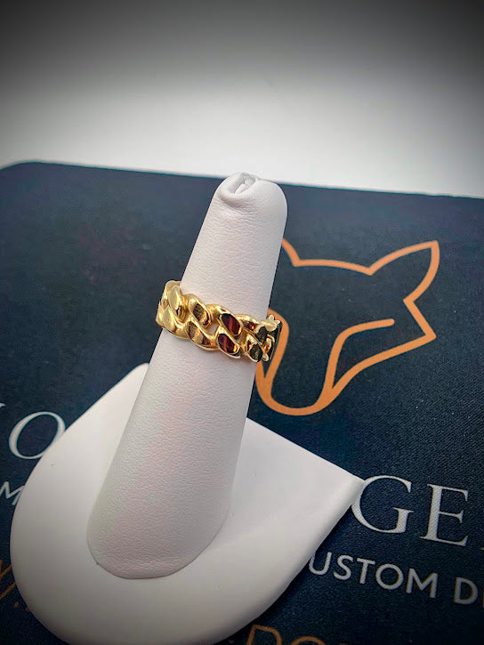 10kt Yellow Gold 7mm Miami Cuban Ring - True Miami Cuban Fat Link Style with Comfort Shank