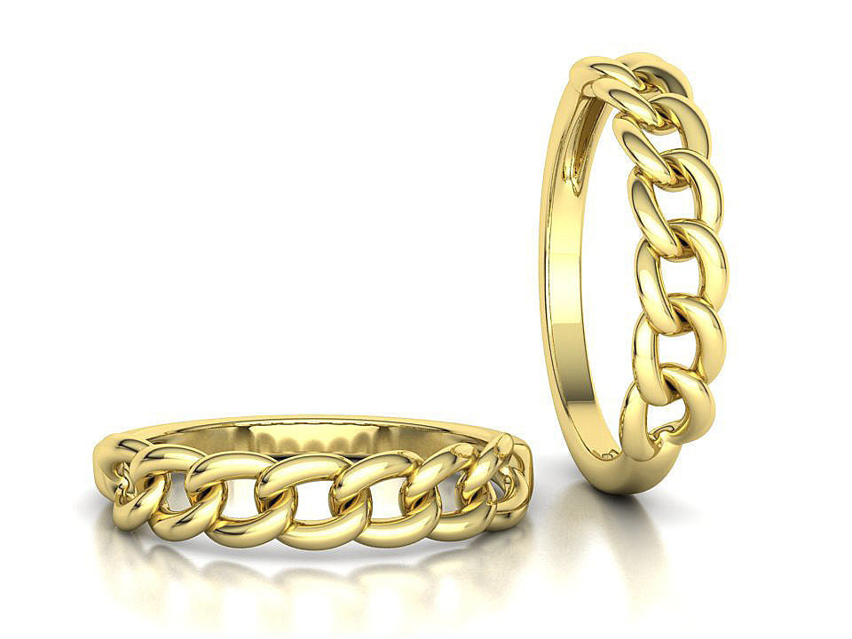 10kt Solid Yellow Gold Mini Link Cuban Ring - Dainty Cuban