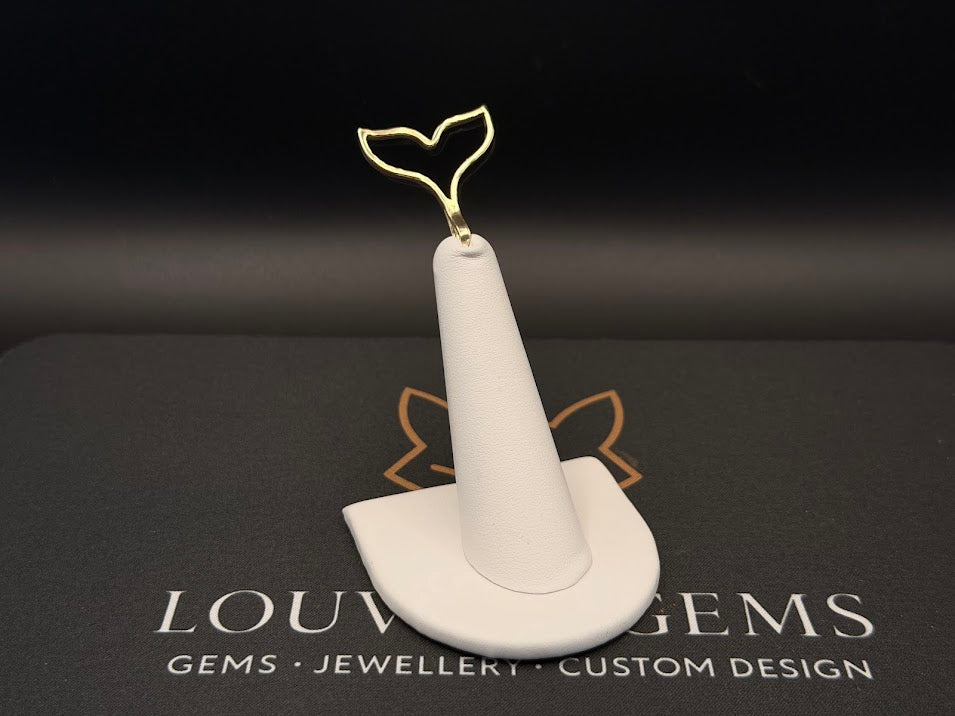 10kt Solid Yellow Gold Large Whale Tail Fish Tail Pendant Necklace w/ 16'' 1mm Cable Chain