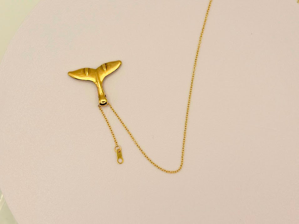 14kt or 10kt Yellow Gold Whale Tail Pendant