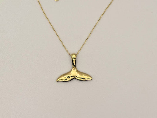 14kt or 10kt Yellow Gold Whale Tail Pendant